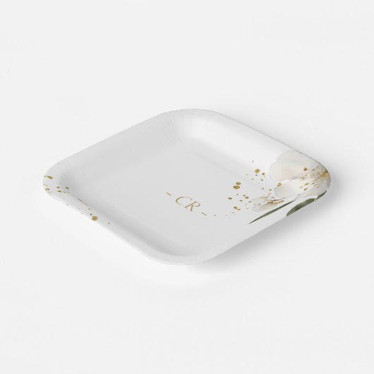 Blumenwasser-Hochzeitstile Pappteller (Gewinkelt)