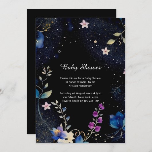 Blumenwasser Kinderdusche Einladung (Vorne/Hinten)