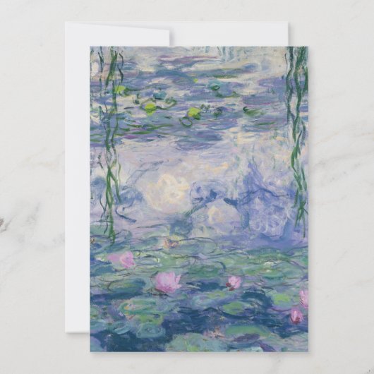Blumenwasser Lilies Monet Malerei Elegante Hochzei Einladung (Rückseite)