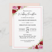 Blumenwasser-Rose Hochzeitsempfang Einladung (Vorne/Hinten)