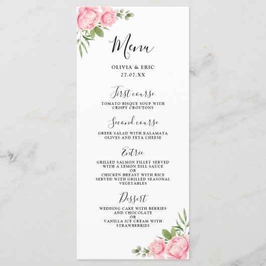 Blumenwasserfrühling / Hochzeitsmenü Menükarte (Vorderseite)