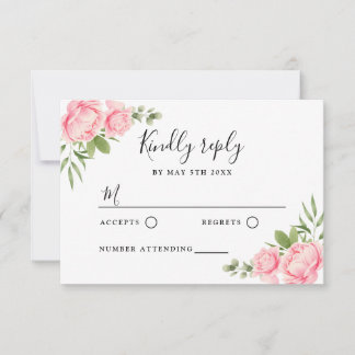 Blumenwasserfrühling / Sommerhochzeit der Rose RSVP Karte