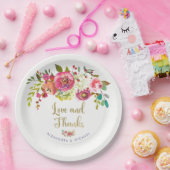 Blumenwatercolor-Hochzeits-Liebe und Dank des Pappteller (Party)