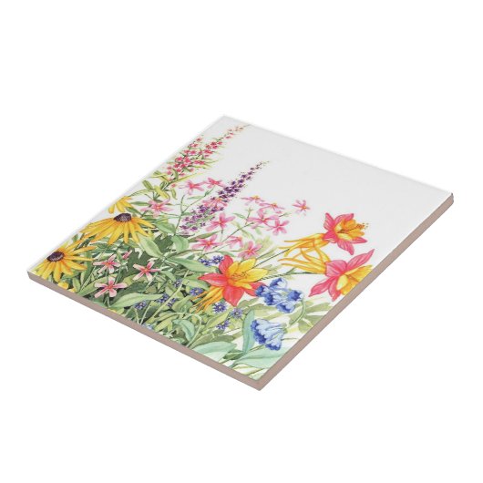 Blumenwatercolor-Keramik-Untersetzer Fliese (Seite)