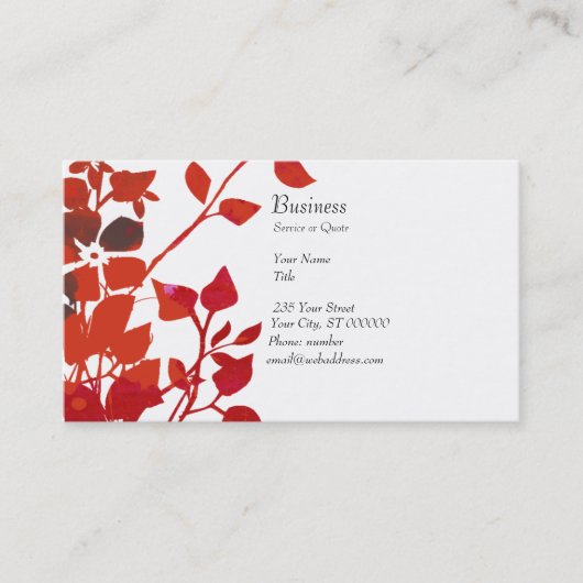 Blumenwatercolor-moderne rote Blumen auf Weiß Visitenkarte (Vorderseite)