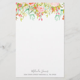 Blumenwatercolor-Rosen-personalisiertes Briefpapier