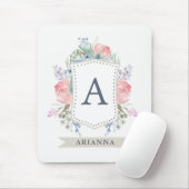 Blumenwatercolor-Wappen mit Monogramm Mousepad (Mit Mouse)