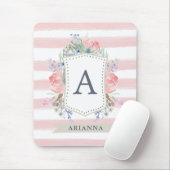 Blumenwatercolor-Wappen mit Streifen des Mousepad (Mit Mouse)