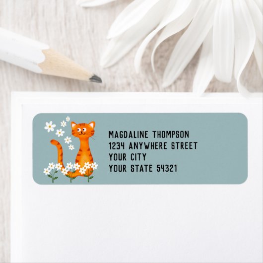 Blumenweich Aquamarin Orange Cat Rücksendeadresse (Insitu)