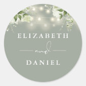 Blumenweiche Grüne Gastgeschenk Hochzeit Runder Aufkleber (Vorderseite)