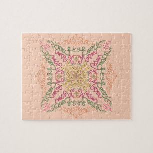 Blumenweiches Pfirsich-Kaleidoskop- Schrift Beste Puzzle