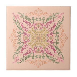 Blumenweiches Pfirsich-Kaleidoskop-Skript Beste Mu Fliese