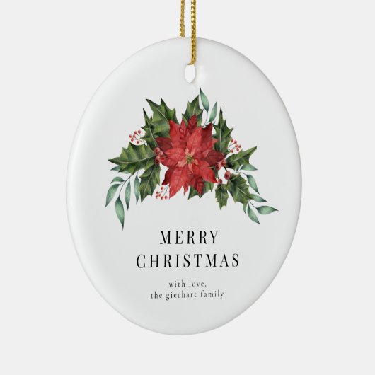 Blumenweih Poinsettia Greenery Custom Keramik Ornament (Rechts)