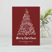 Blumenweihbaum | Poinsettia Pine Bough Red Feiertagskarte (Stehend Vorderseite)