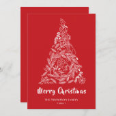 Blumenweihbaum | Poinsettia Pine Bough Red Feiertagskarte (Vorne/Hinten)