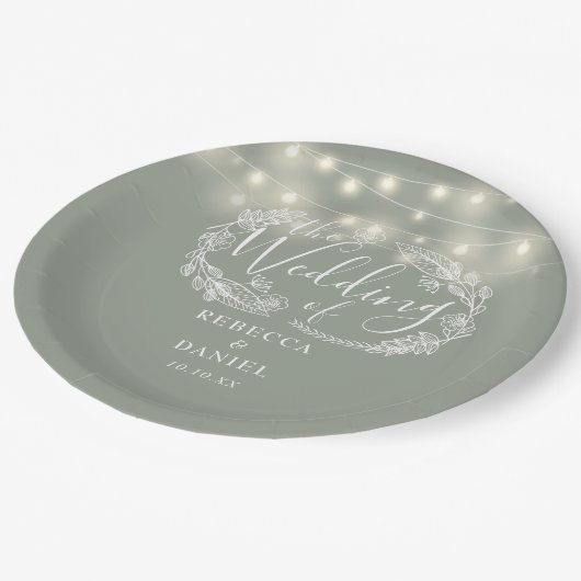 Blumenweihe Grüne Hochzeit Pappteller (Schrägansicht)