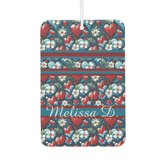 Blumenweihherzen in Rot Blau und Grün Autolufterfrischer (Vorderseite)