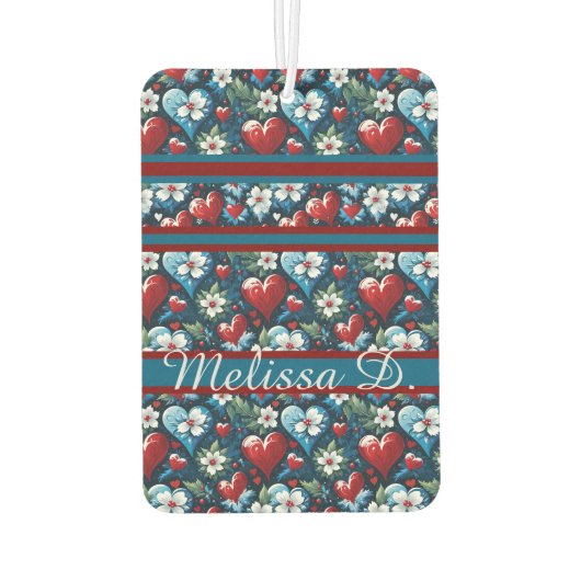 Blumenweihherzen in Rot Blau und Grün Autolufterfrischer (Rückseite)