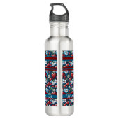 Blumenweihherzen in Rot Blau und Grün Edelstahlflasche (Rückseite)