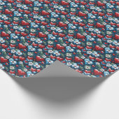 Blumenweihherzen in Rot Blau und Grün Geschenkpapier (Ecke)