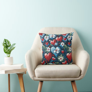 Blumenweihherzen in Rot Blau und Grün Kissen