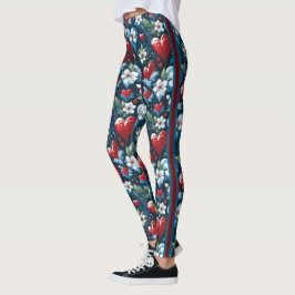 Blumenweihherzen in Rot Blau und Grün Leggings