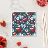 Blumenweihherzen in Rot Blau und Grün Serviette (Beispiel)