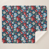 Blumenweihherzen in Rot Blau und Grün Sherpadecke (Vorderseite (Horizontal))