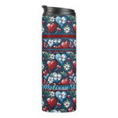 Blumenweihherzen in Rot Blau und Grün Thermosbecher (Nach rechts gedreht)