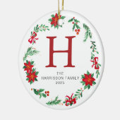 Blumenweihkranz Mit Monogramm Foto Keramik Ornament (Links)