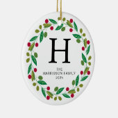 Blumenweihkranz Mit Monogramm Foto Keramik Ornament (Rechts)