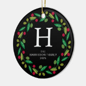 Blumenweihkranz Mit Monogramm Foto Keramik Ornament (Links)