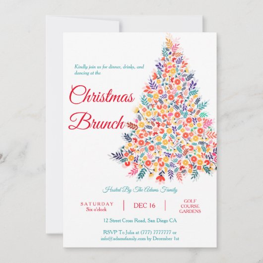 Blumenweihnachtsbaum - Einladung zum Brunch (Vorderseite)