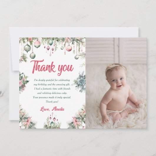 Blumenweihnachtsfeier Dankeschön Karte (Vorderseite)