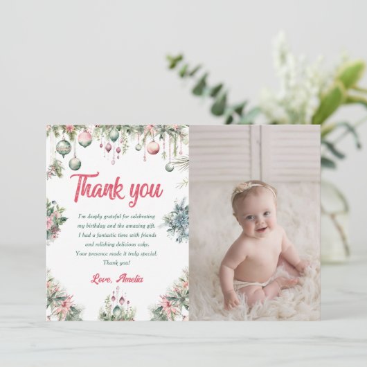 Blumenweihnachtsfeier Dankeschön Karte (Stehend Vorderseite)