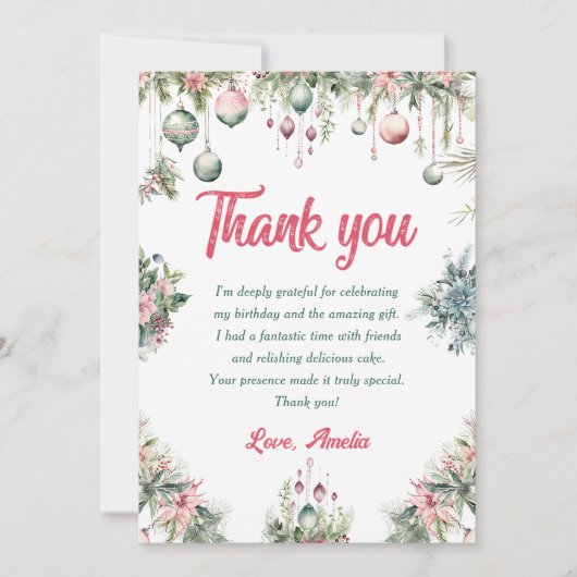 Blumenweihnachtsfeier Dankeschön Karte (Vorderseite)