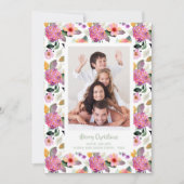 Blumenweihnachtsfest Foto Feiertagskarte (Vorderseite)