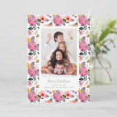 Blumenweihnachtsfest Foto Feiertagskarte (Stehend Vorderseite)