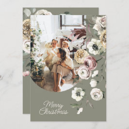 Blumenweihnachtsfest Foto Personalisiert Feiertagskarte