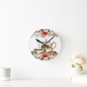Blumenweihnachtsfest Nachmittagstee Runde Wanduhr (Zuhause)
