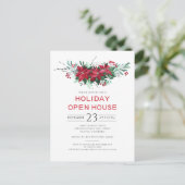 Blumenweihnachtsfest Open House Party Einladungspostkarte (Stehend Vorderseite)