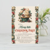 Blumenweihnachtsfest-Party Einladung (Stehend Vorderseite)