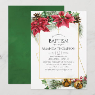 Blumenweihnachtsgeometrische Taufe oder Weihnachte Einladung