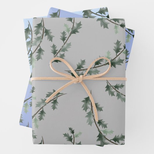 Blumenweihnachtsgruß für Mistelkuchen und Kiefernk Geschenkpapier Set (Beispiel)