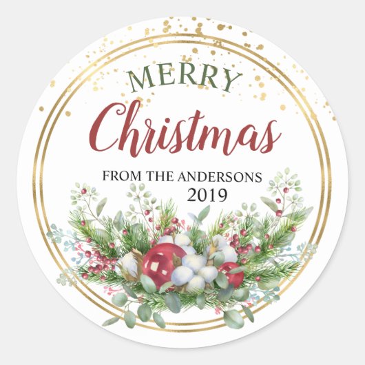 Blumenweihnachtskleber für personalisierte Aufkleb Runder Aufkleber (Vorderseite)