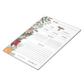 Blumenweihnachtskochen Rezepte Karte Notizblock (angewinkelt)