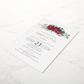 Blumenweihnachtskonzept Party Script Gold Folieneinladung (Gedreht)