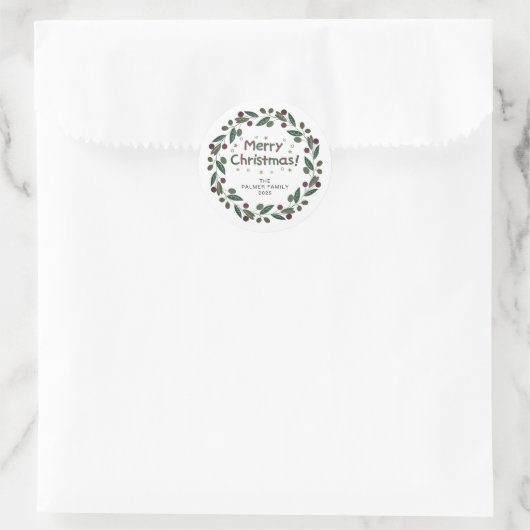 Blumenweihnachtskraut - Familienname Classic Runder Aufkleber (Tasche)