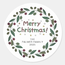 Blumenweihnachtskraut - Familienname Classic Runder Aufkleber