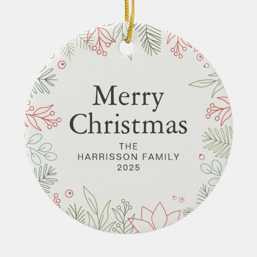 Blumenweihnachtskraut-Foto Keramik Ornament (Vorne)